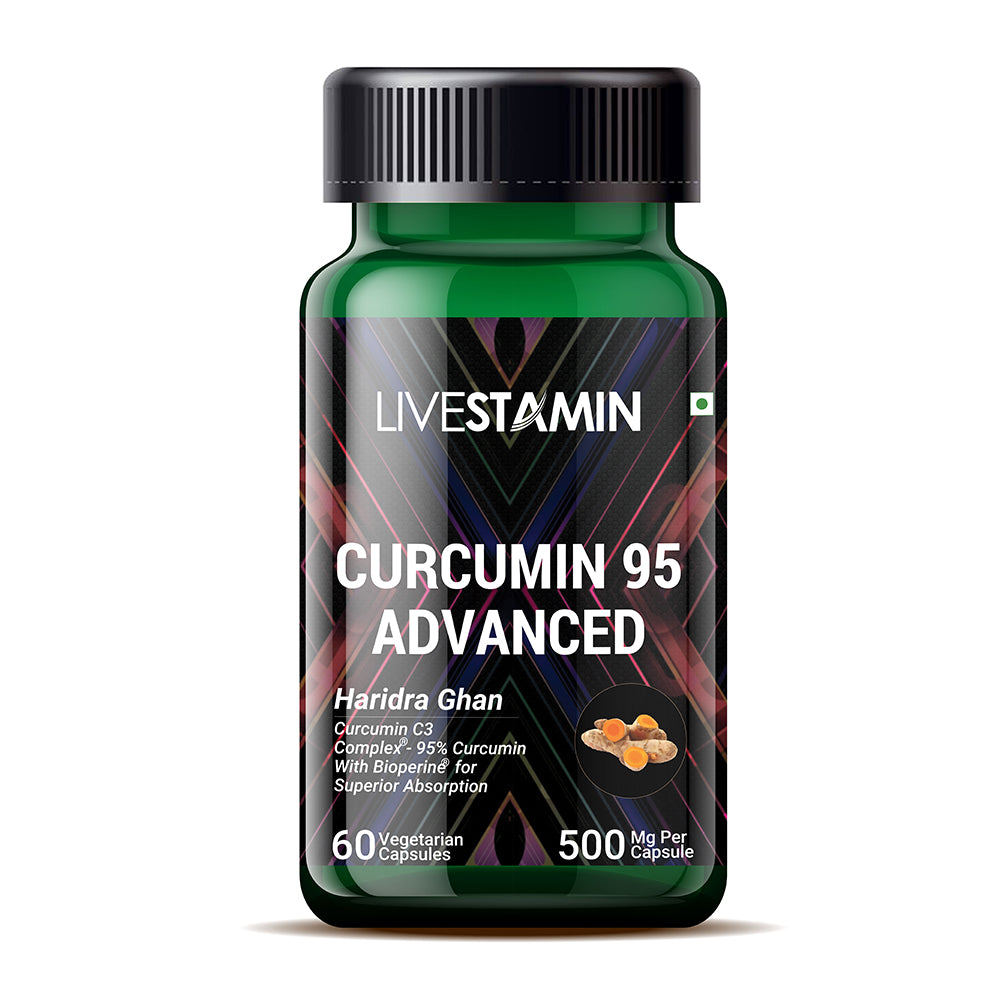 Livestamin Curcumin (95% Curcuminoids) with Piperine (Bioperine), 500 mg - 60 Veg. Capsules