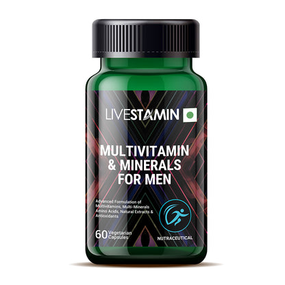 LIVESTAMIN MULTIVITAMIN & MINERALS SUPPLEMENT FOR MEN | 60 VEG. CAPSULES